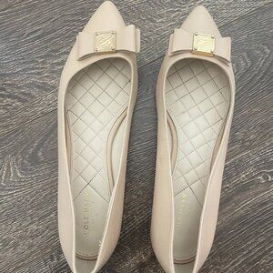 Cole Haan Tali Skimmer Bow Flat 10B Color Beige Pointed Toe